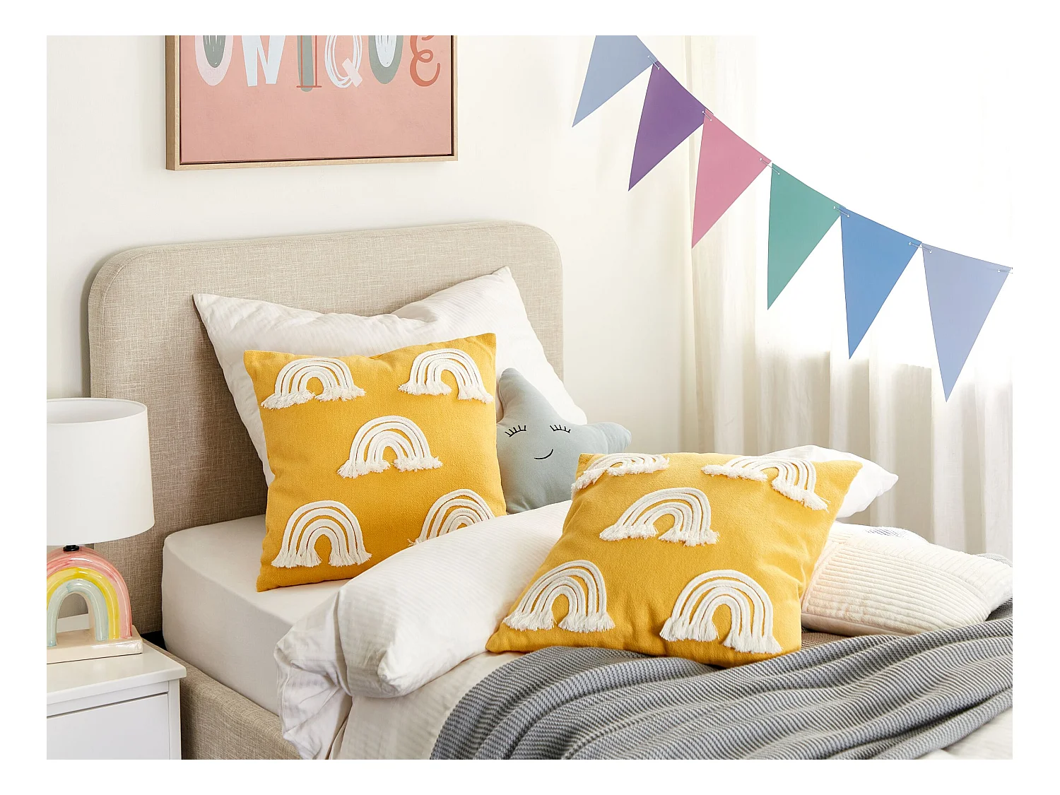 Lot de 2 coussins décoratifs LEEA Coton 45 x 45 cm Jaune
