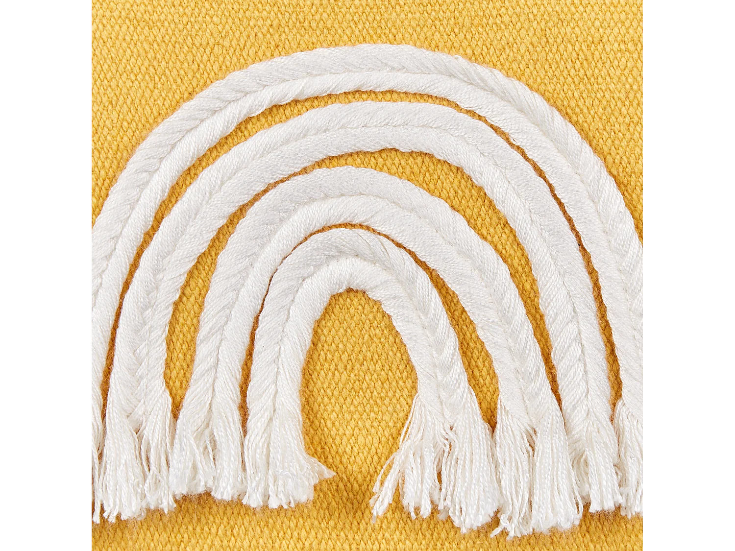 Conjunto de 2 almofadas decorativas com bordado de arco-íris em algodão amarelo 45 x 45 cm LEEA