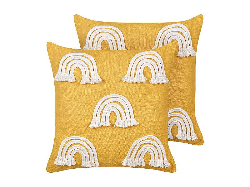 Lot de 2 coussins décoratifs LEEA Coton 45 x 45 cm Jaune