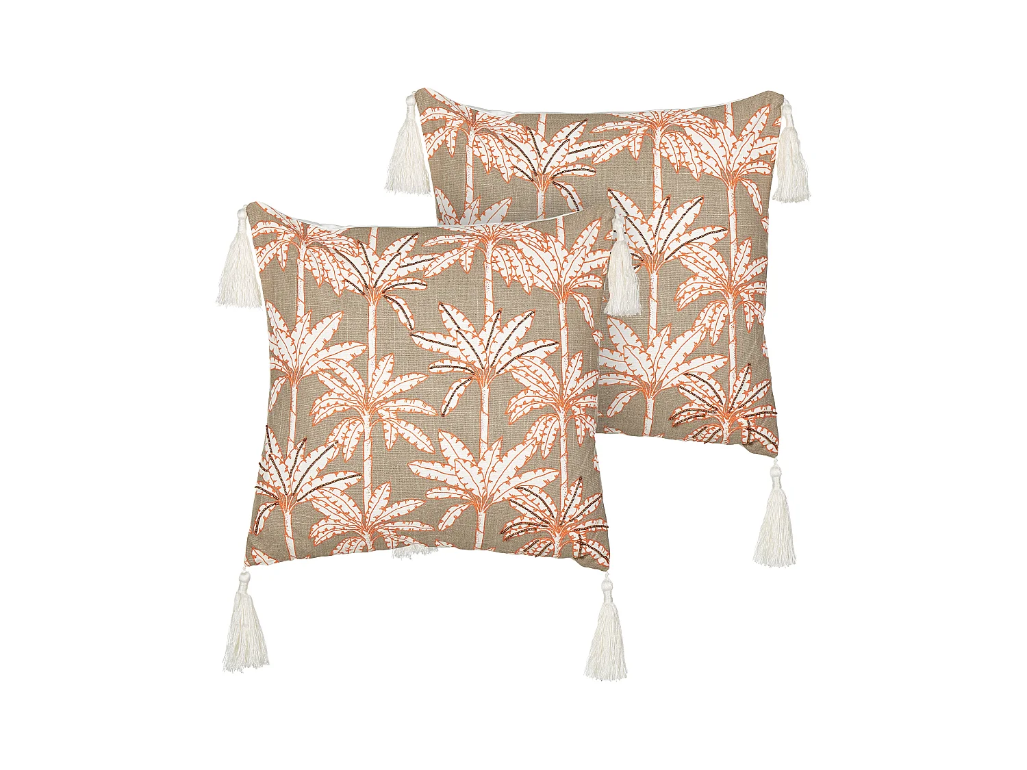 Set van 2 decoratieve kussens MELOBESIA Katoen 45 x 45 cm Multicolor Bladpatroon