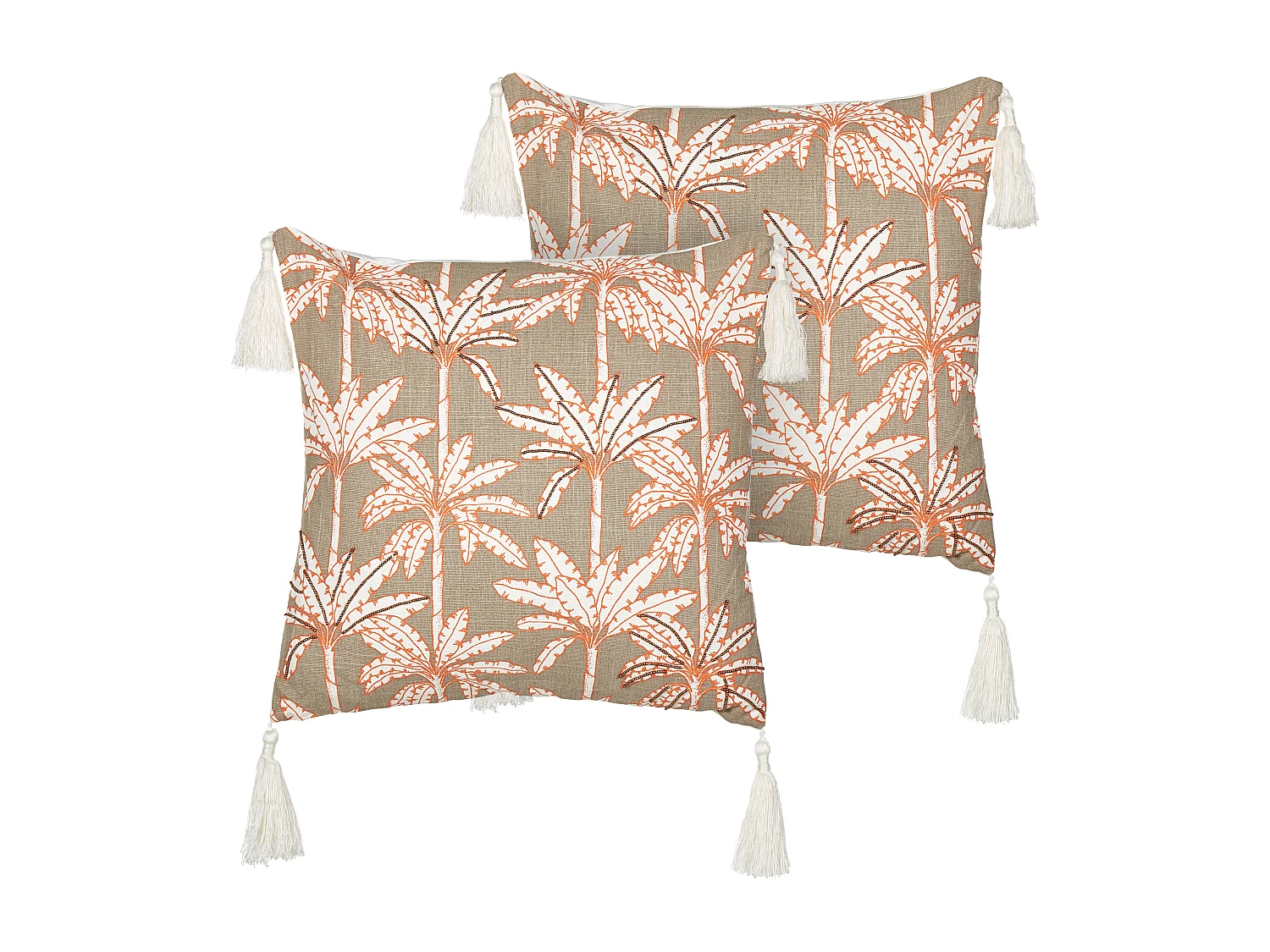 Lot de 2 coussins décoratifs MELOBESIA Coton 45 x 45 cm Multicolore Motif de plante