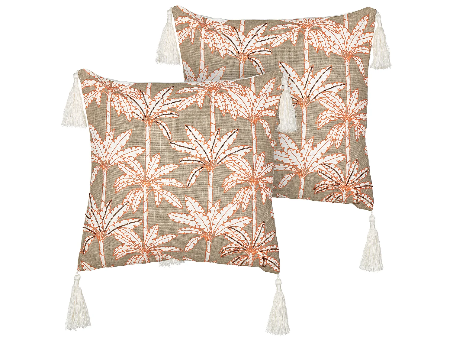 Dekokissen 2er Set MELOBESIA Baumwolle 45 x 45 cm Bunt Pflanzenmuster
