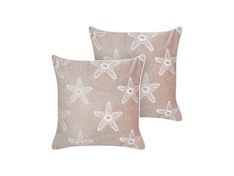 Lot de 2 coussins décoratifs CERAMIUM Velours 45 x 45 cm Rose pastel Motif floral