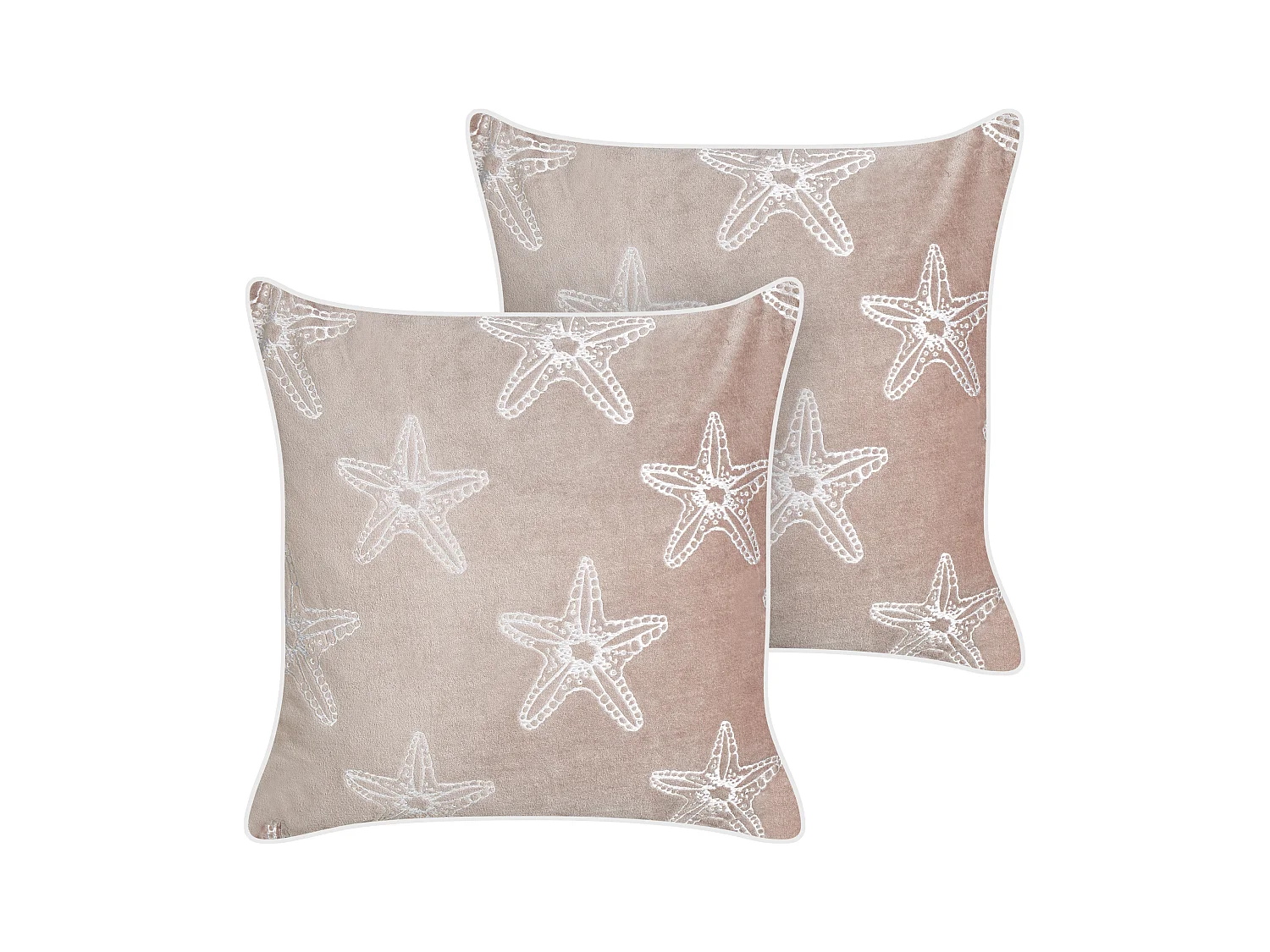Lot de 2 coussins décoratifs CERAMIUM Velours 45 x 45 cm Rose pastel Motif floral