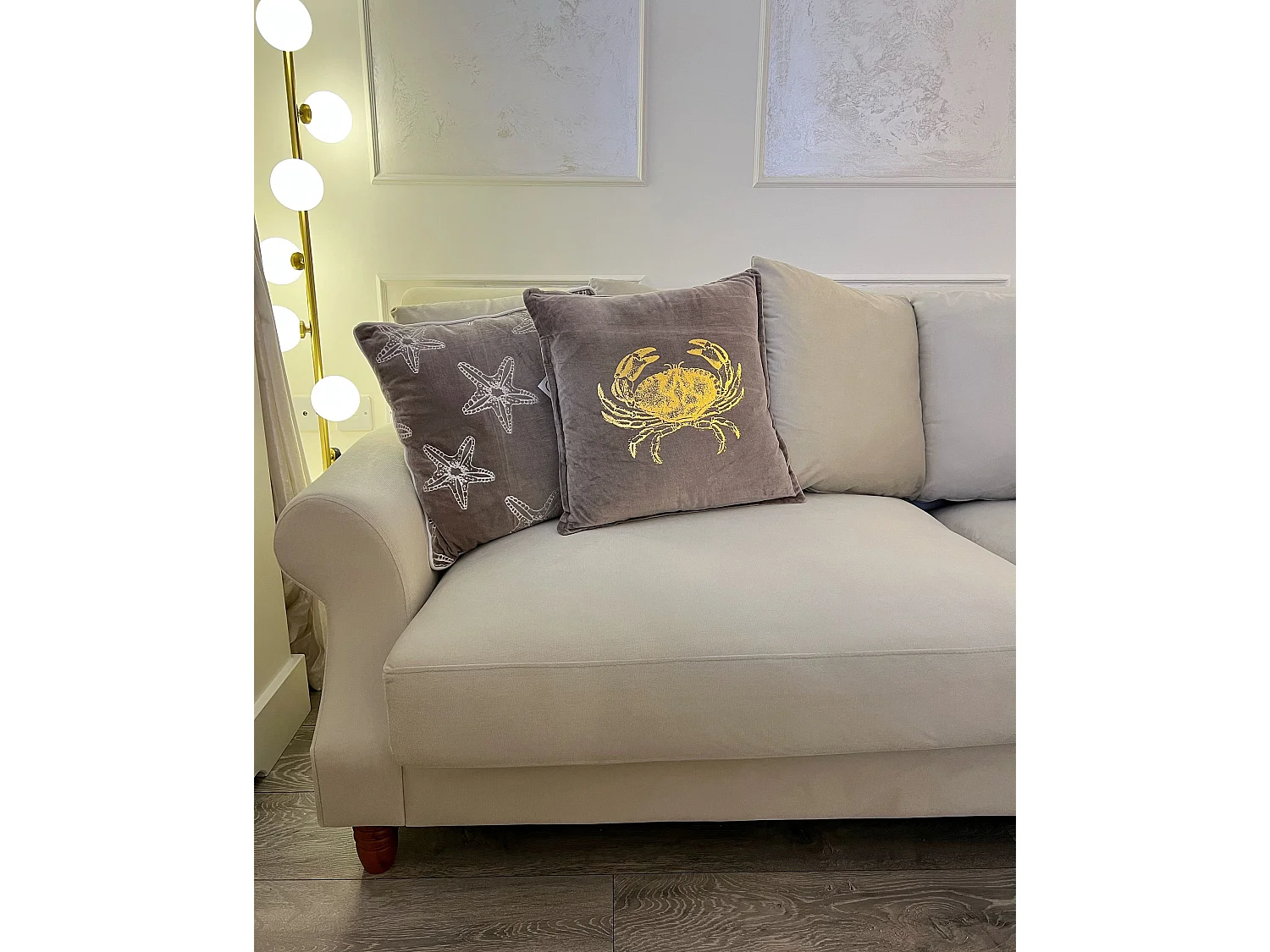 Lot de 2 coussins décoratifs CERAMIUM Velours 45 x 45 cm Rose pastel Motif floral