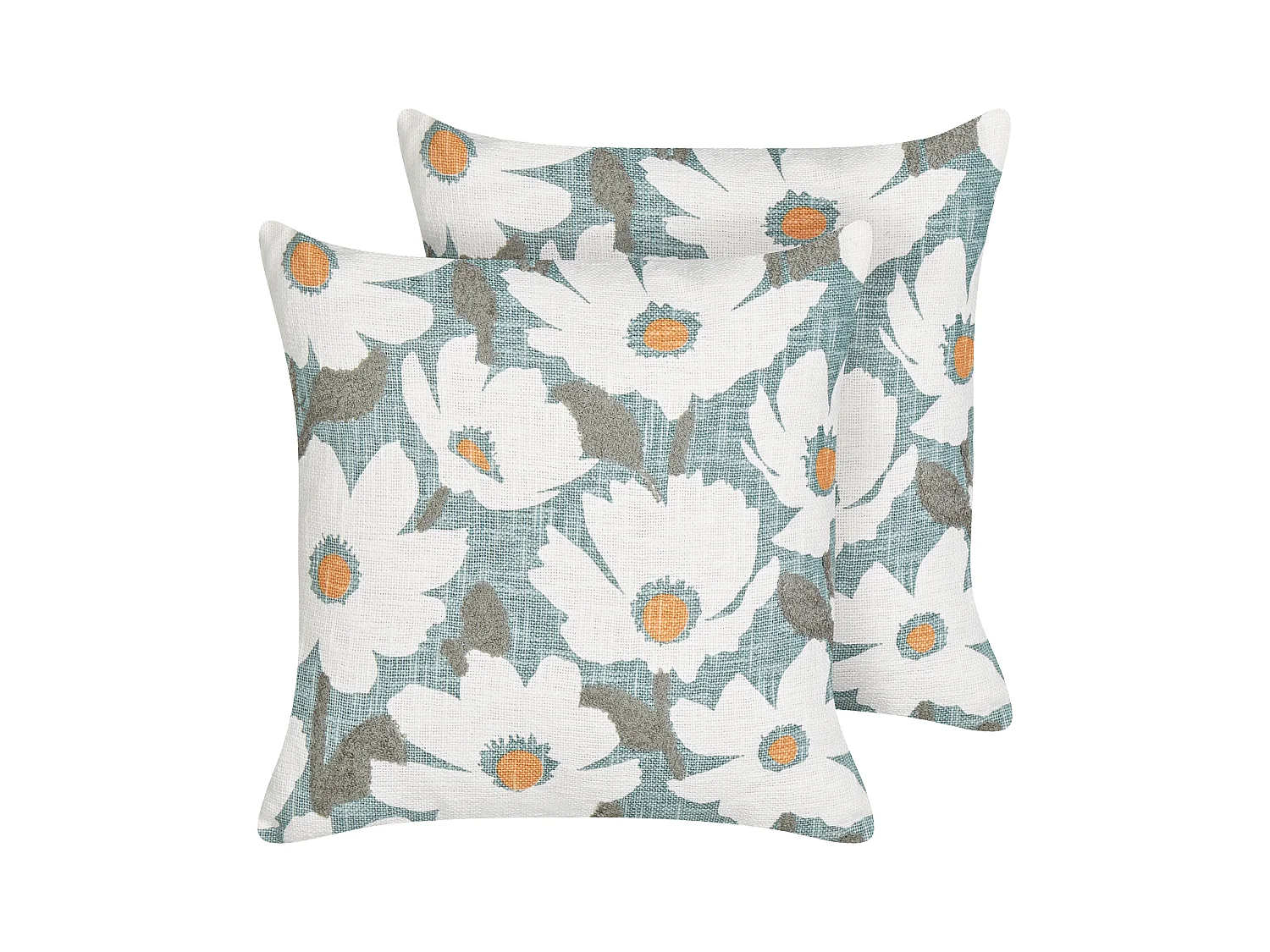 Lot de 2 coussins décoratifs JATROPHA Coton 45 x 45 cm Bleu clair Motif floral