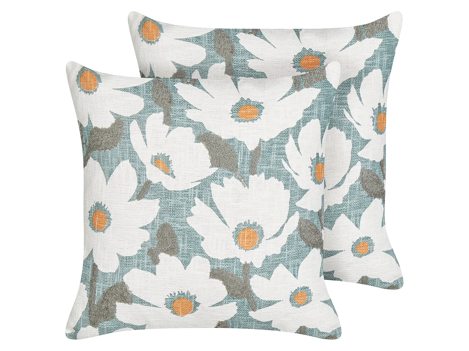 Lot de 2 coussins décoratifs JATROPHA Coton 45 x 45 cm Bleu clair Motif floral