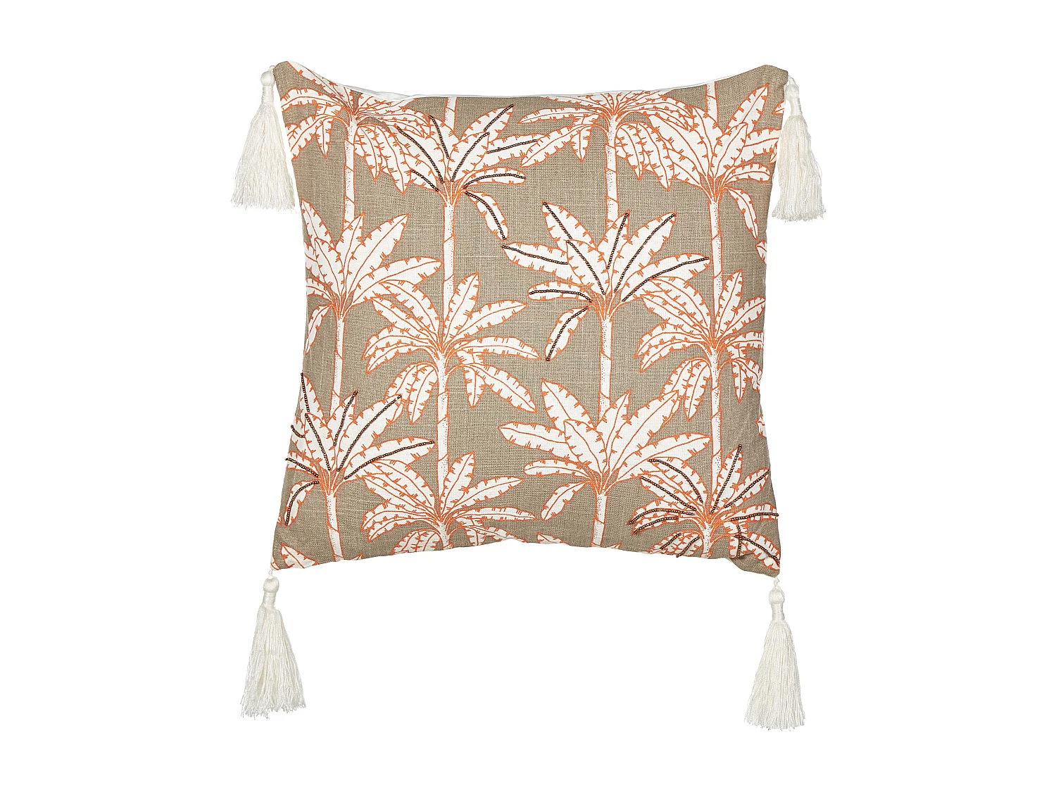 Cuscino decorativo MELOBESIA Cotone 45 x 45 cm Beige Trama di piante