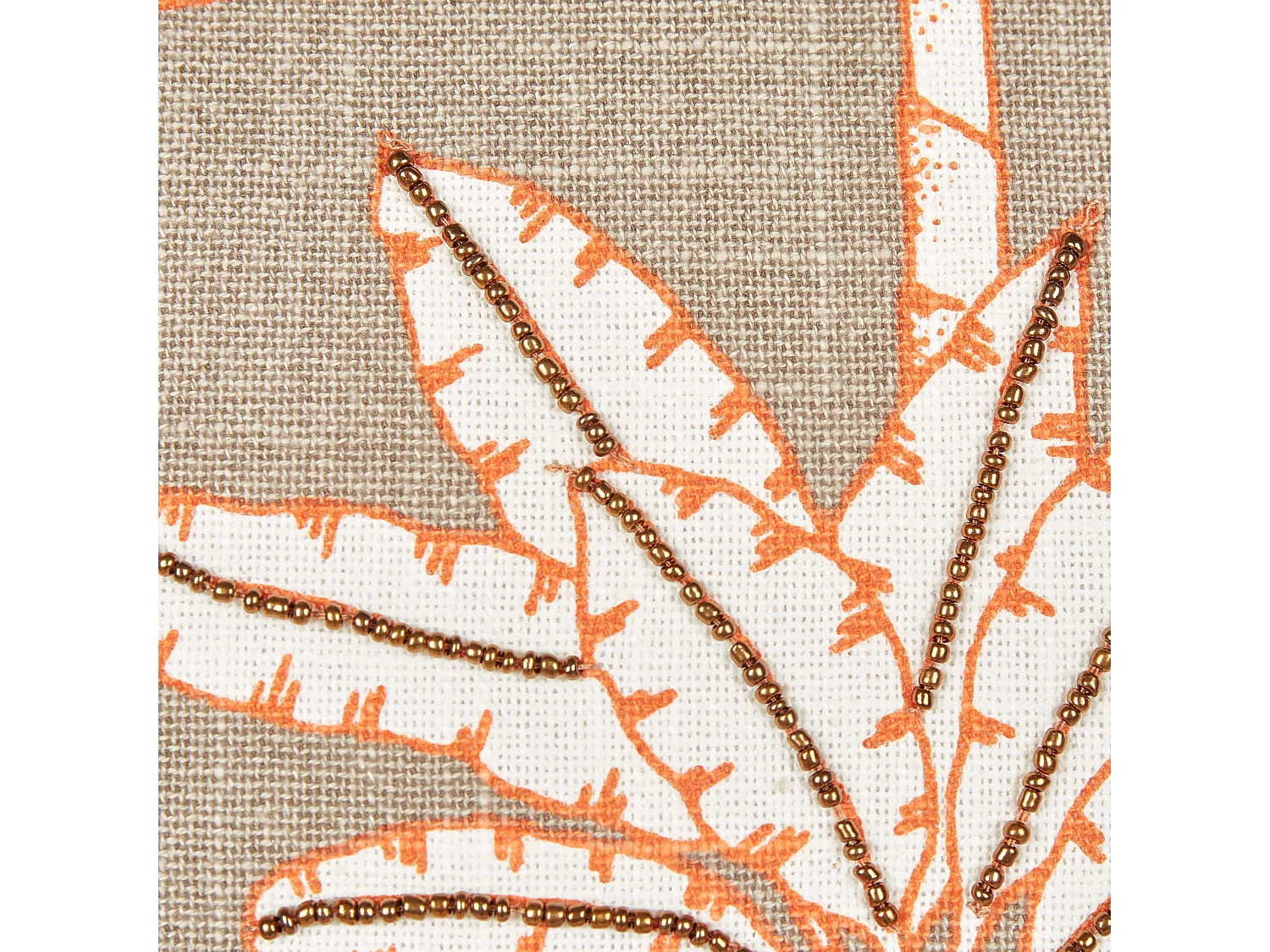 Dekokissen MELOBESIA Baumwolle 45 x 45 cm Beige Pflanzenmuster
