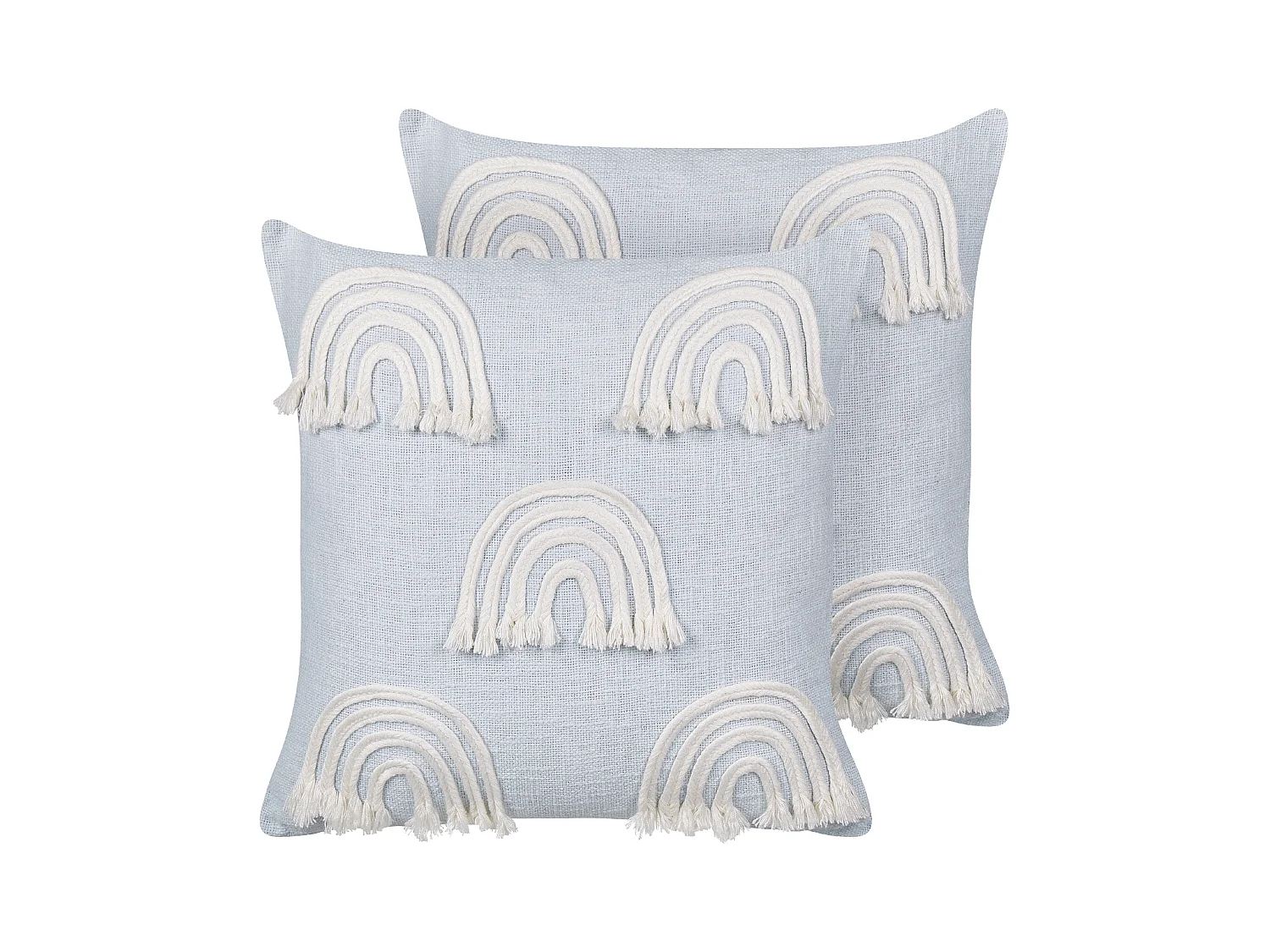 Dekokissen 2er Set Baumwolle blau 45x45 cm Regenbogen bestickt Kinderzimmer Leea