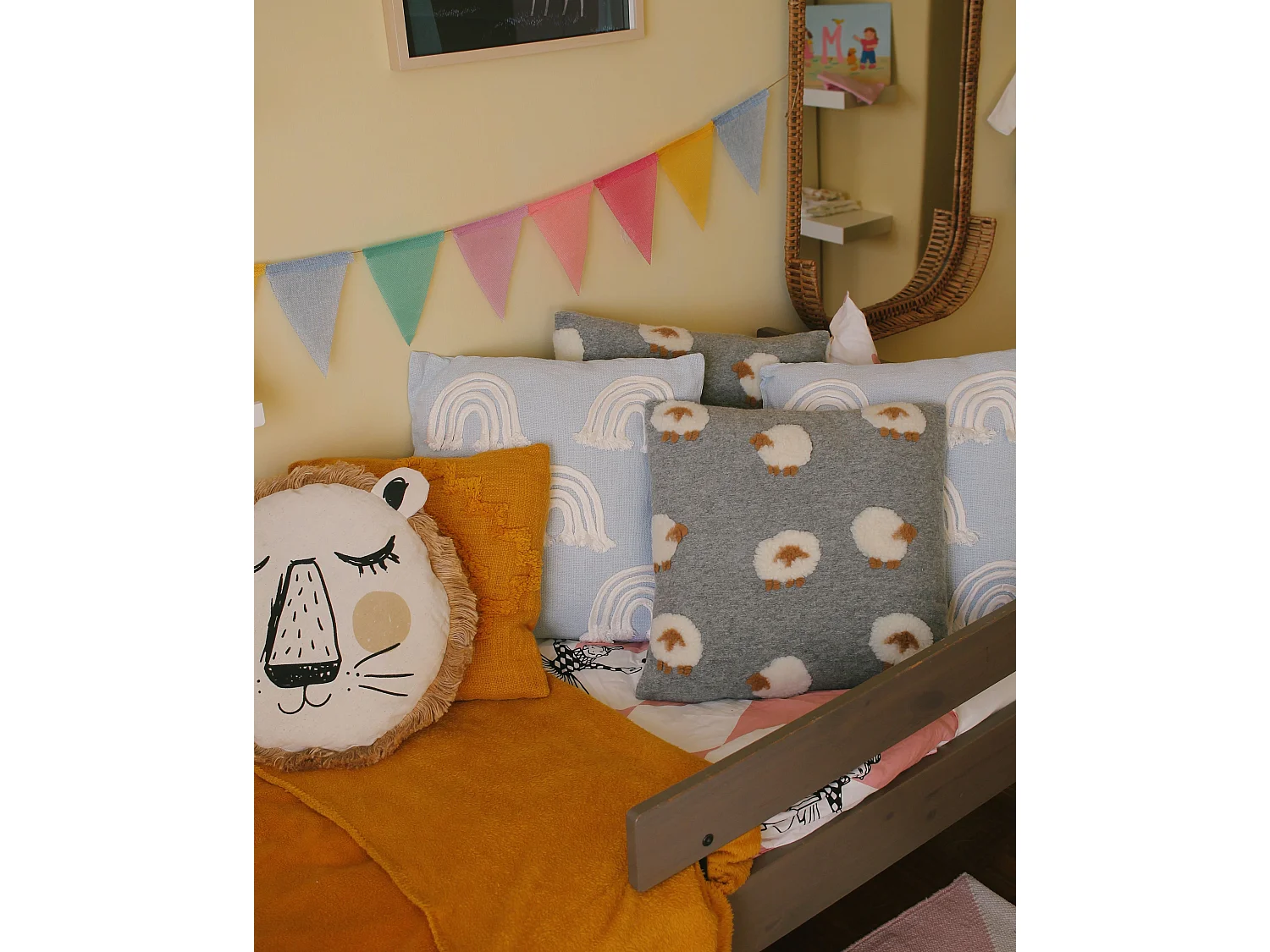 Dekokissen Regenbogenmotiv Baumwolle hellblau 45 x 45 cm 2er Set LEEA