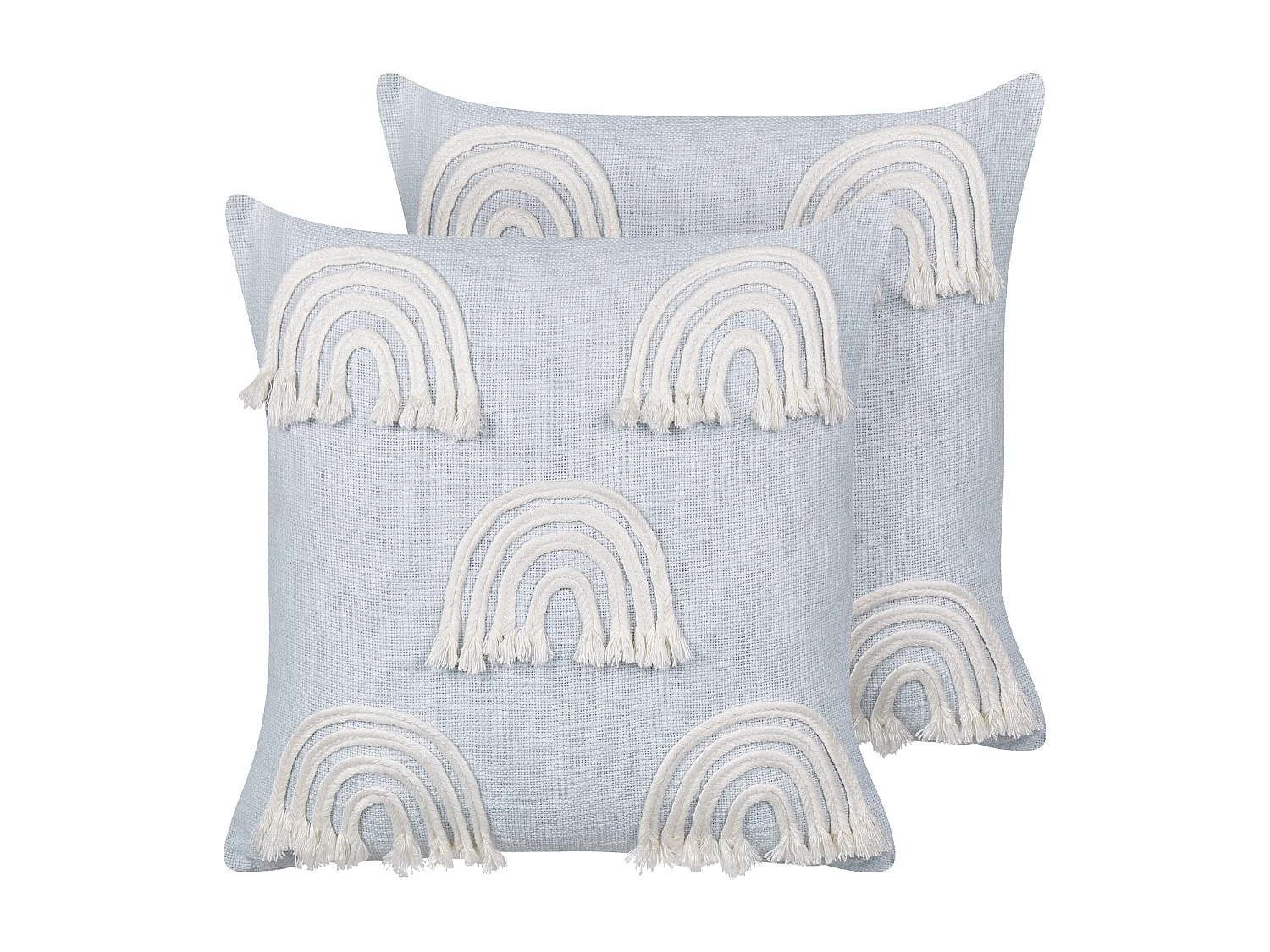 Lot de 2 coussins décoratifs LEEA Coton 45 x 45 cm Bleu clair