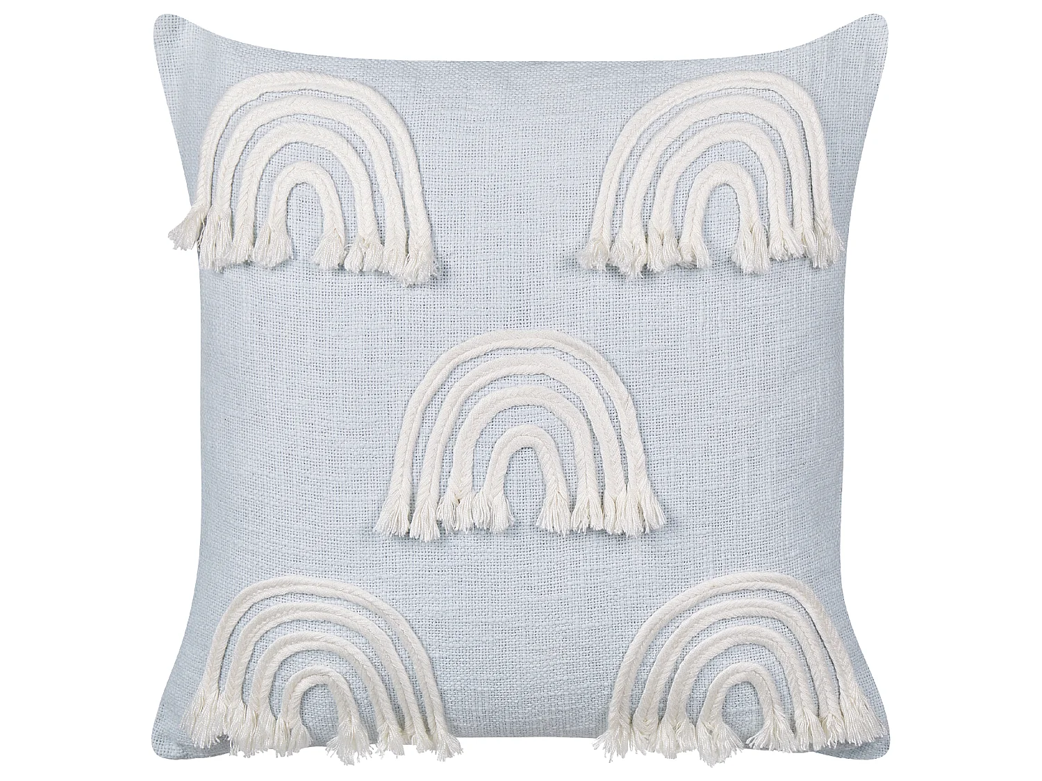 Lot de 2 coussins en coton brodé à motif d'arc-en-ciel bleu clair 45 x 45 cm LEEA