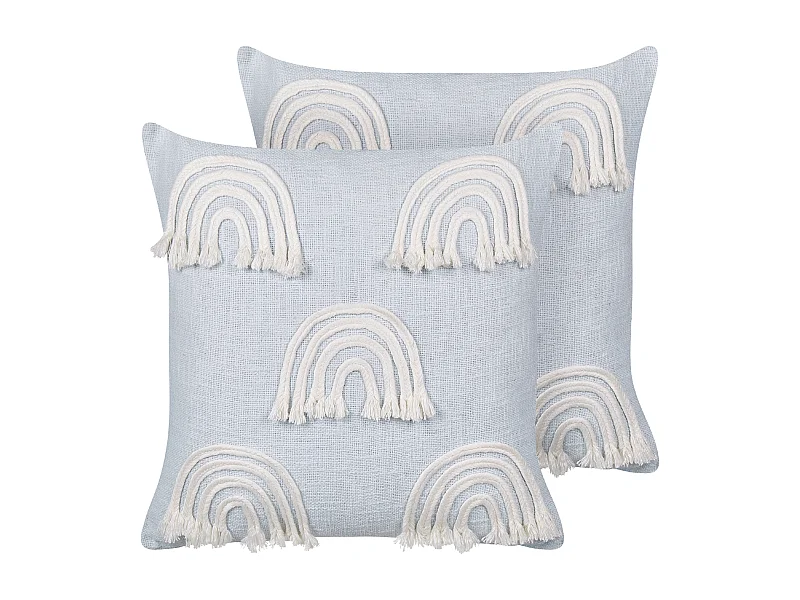 Lot de 2 coussins décoratifs LEEA Coton 45 x 45 cm Bleu clair