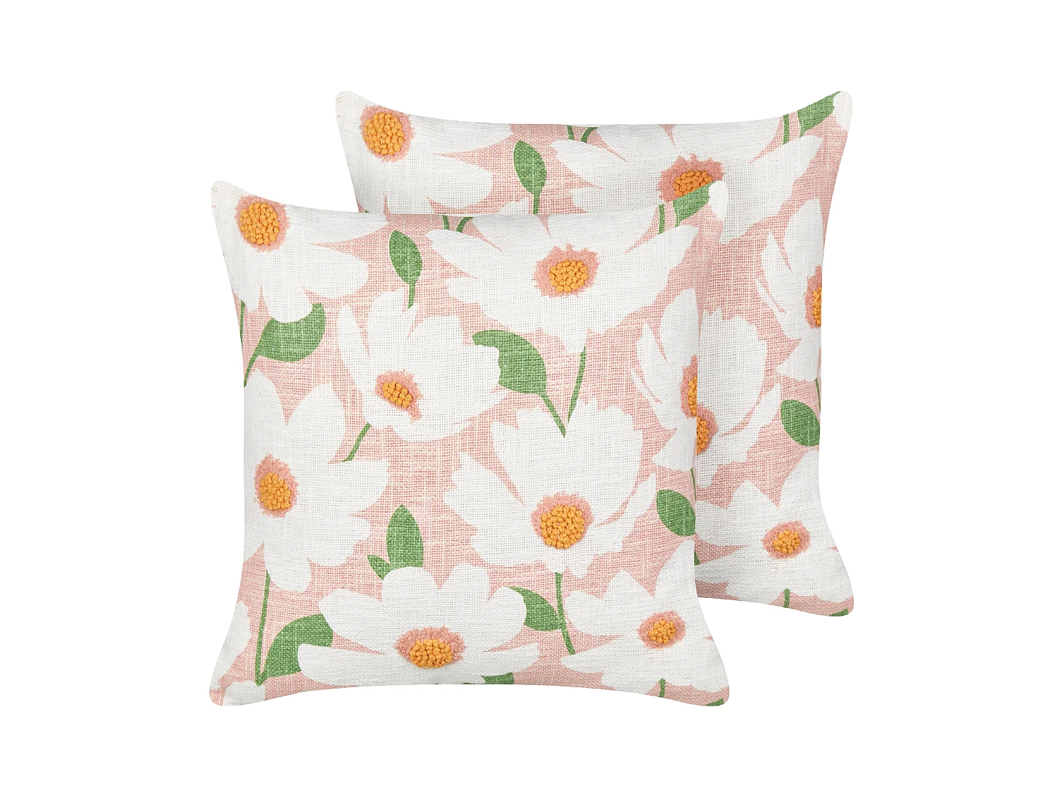 Lot de 2 coussins décoratifs JATROPHA Coton 45 x 45 cm Rose Motif floral