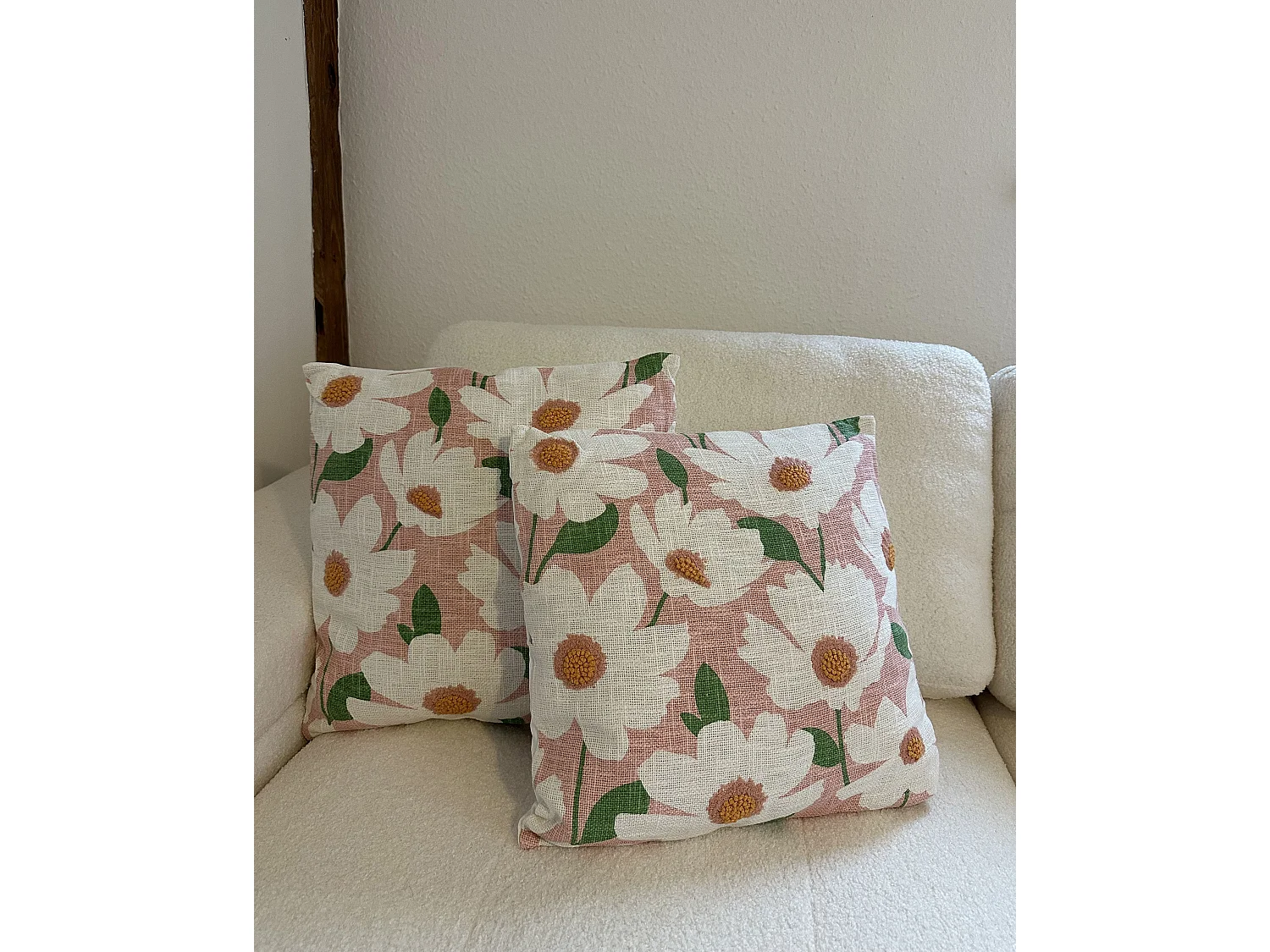 Lot de 2 coussins décoratifs JATROPHA Coton 45 x 45 cm Rose Motif floral