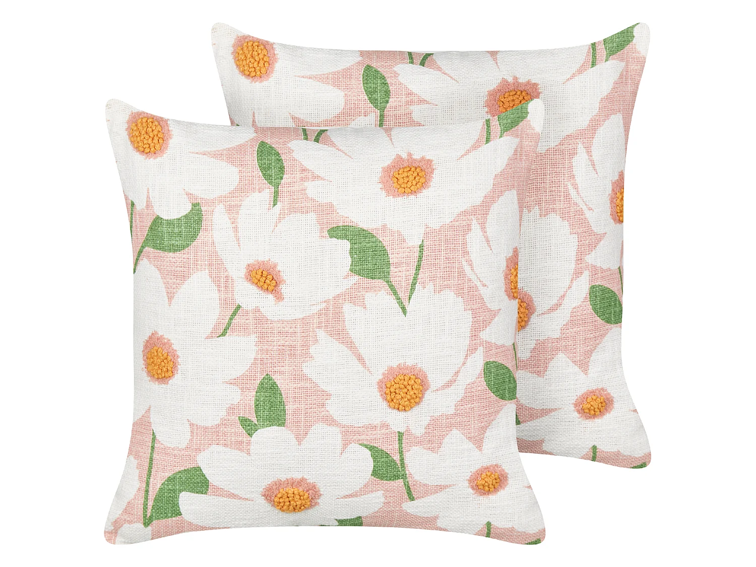 Lot de 2 coussins décoratifs JATROPHA Coton 45 x 45 cm Rose Motif floral