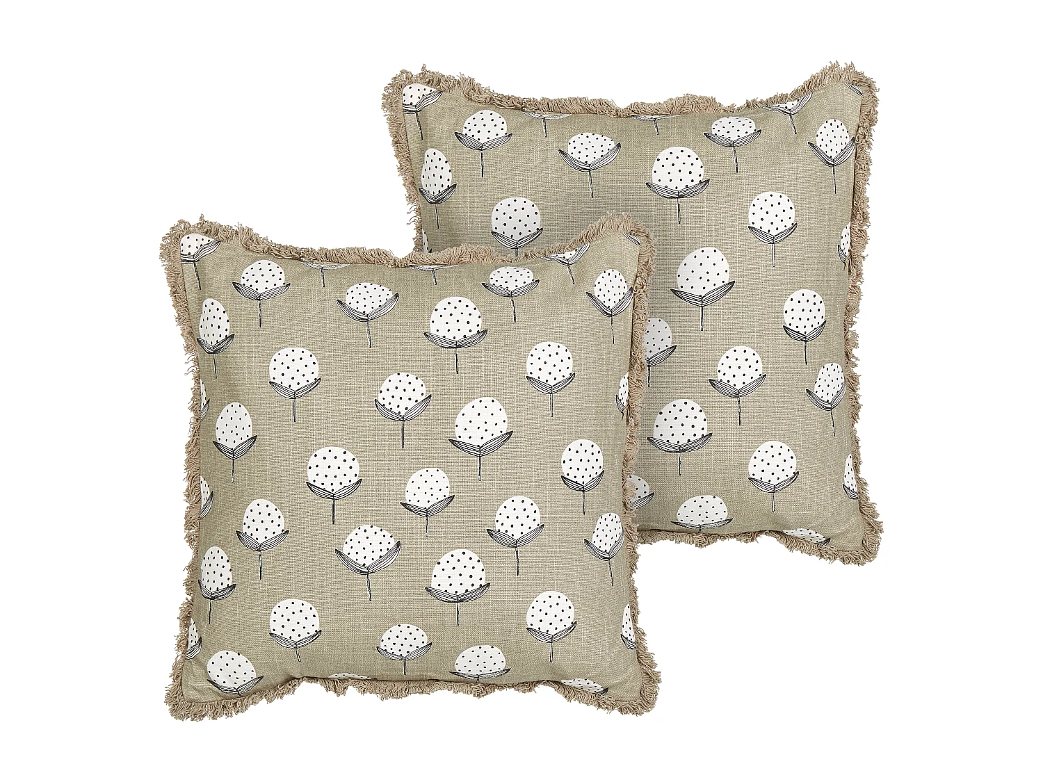 Dekokissen 2er Set Baumwolle beige 45 x 45 cm Blumenmotiv modern Psilotales