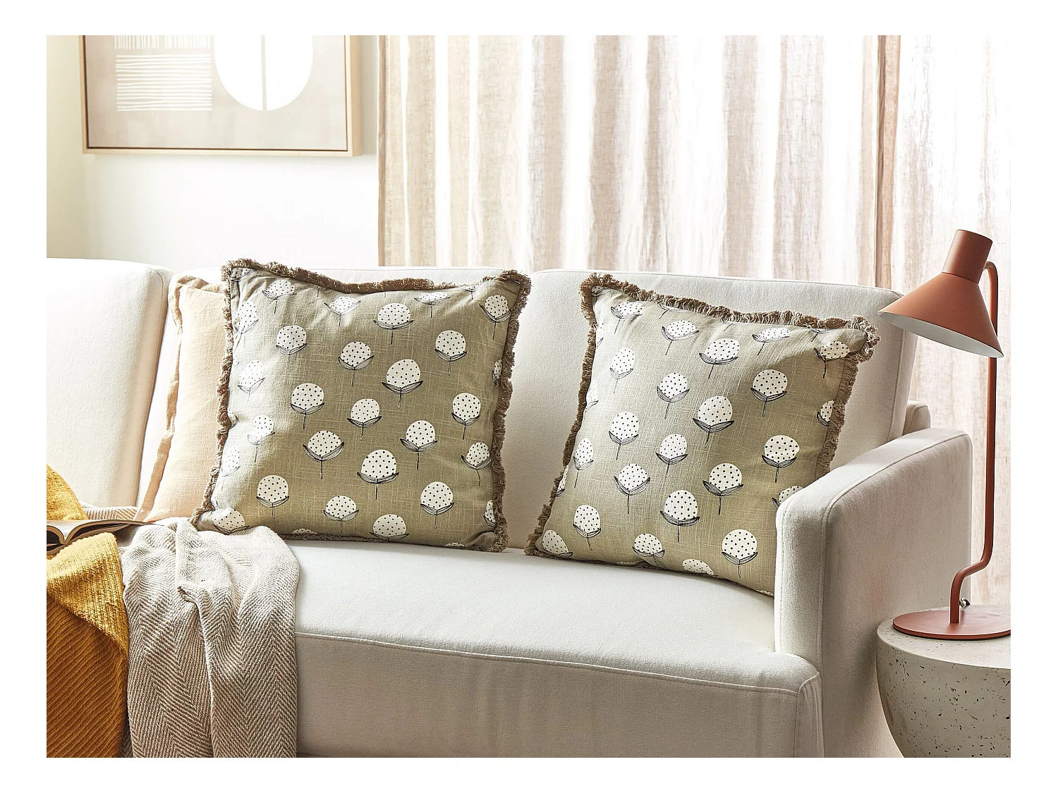 Set di 2 cuscini PSILOTALES Cotone 45 x 45 cm Beige Trama floreale