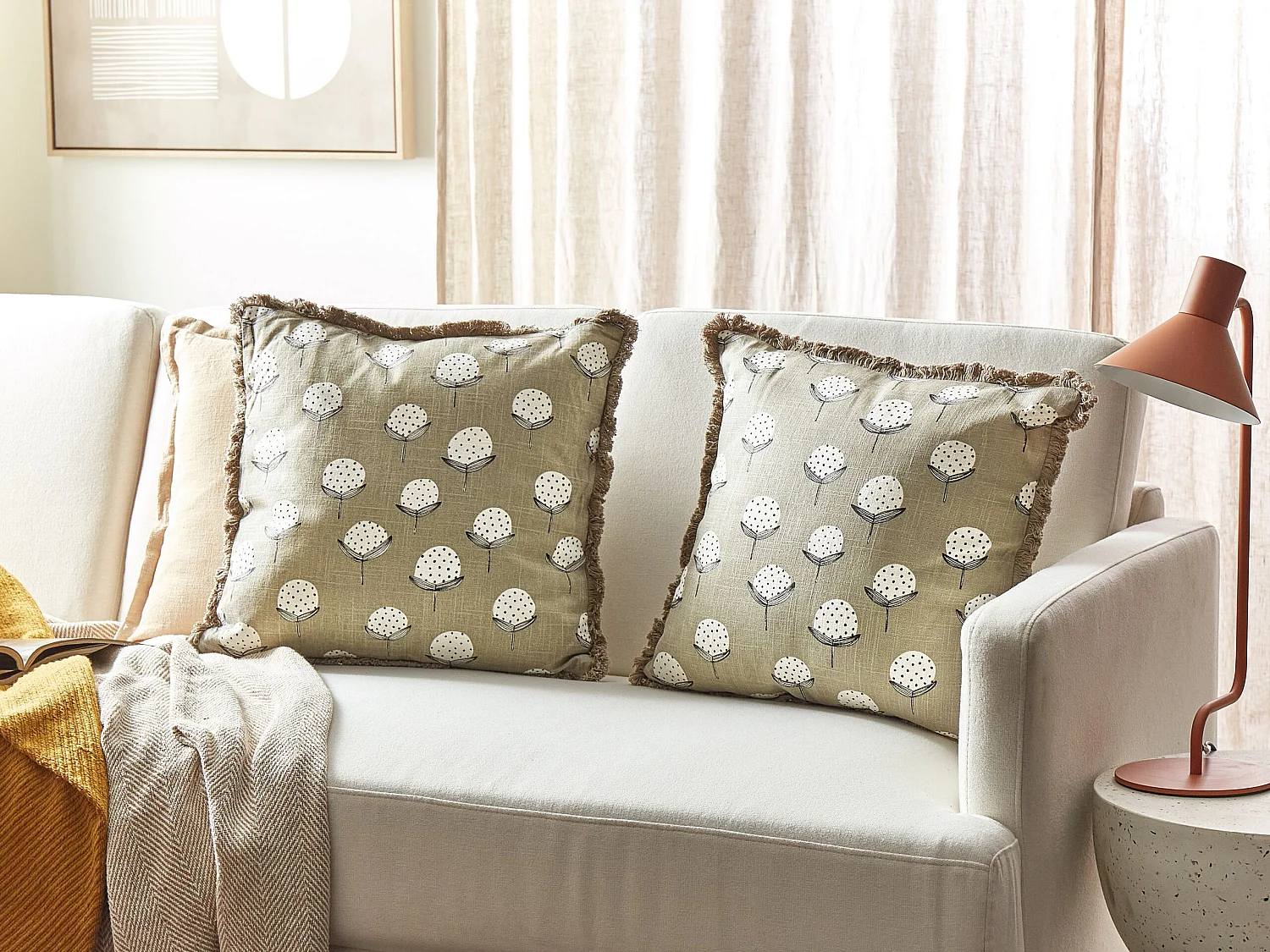 Set di 2 cuscini PSILOTALES Cotone 45 x 45 cm Beige Trama floreale