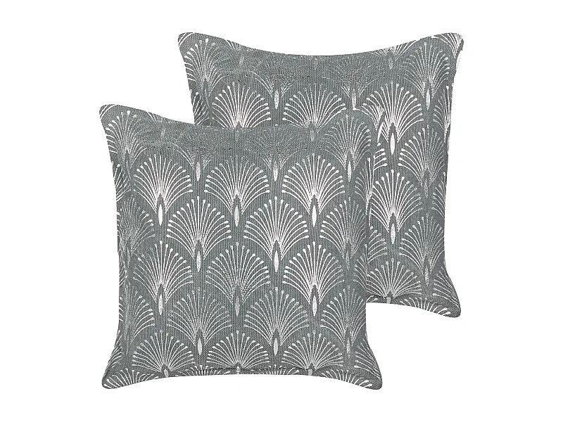 Set aus 2 Baumwollkissen Modern Glamour Silber Geometrisches Muster Handgefertigt Abnehmbarer Bezug 45 x 45 cm Grau Hoya