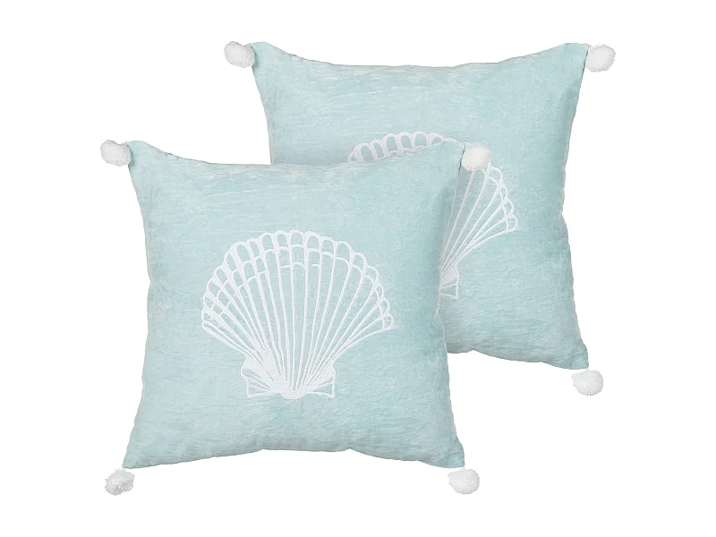 Lot de 2 coussins décoratifs LEATHESIA Velours 45 x 45 cm Bleu clair Motif abstrait