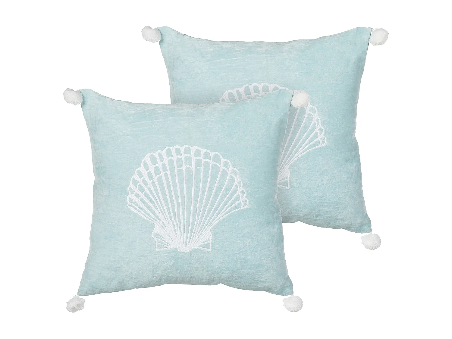 Lot de 2 coussins décoratifs LEATHESIA Velours 45 x 45 cm Bleu clair Motif abstrait