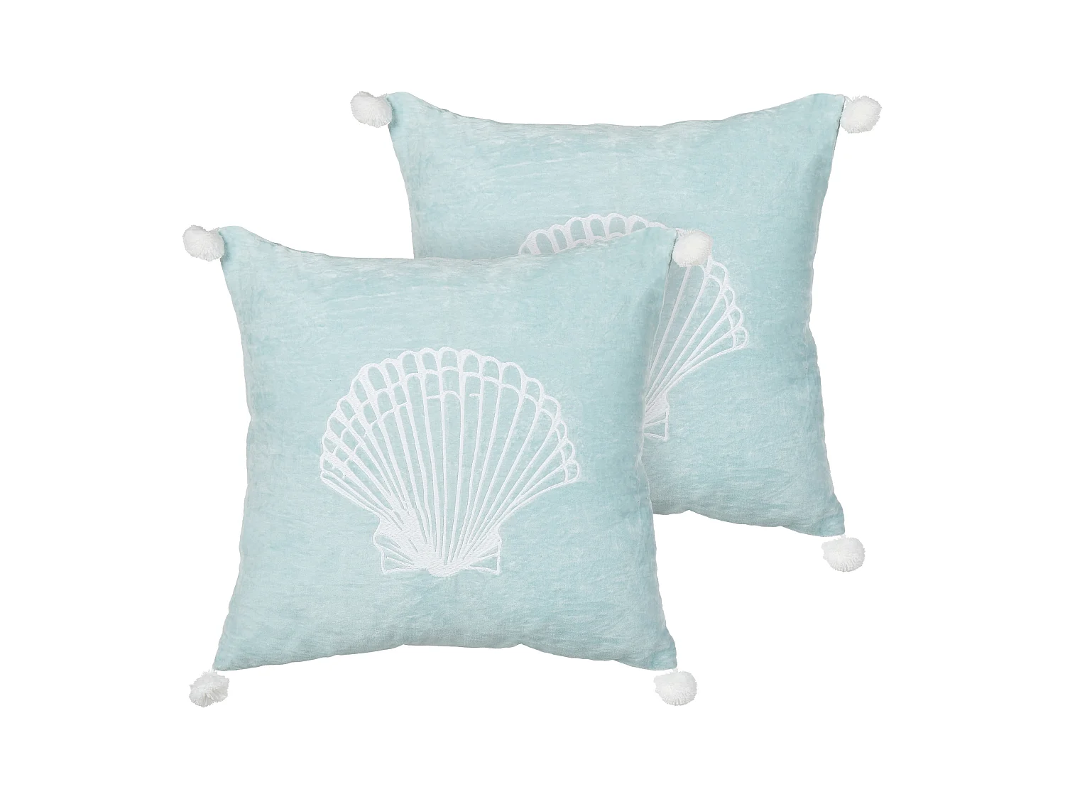 Lot de 2 coussins décoratifs LEATHESIA Velours 45 x 45 cm Bleu clair Motif abstrait