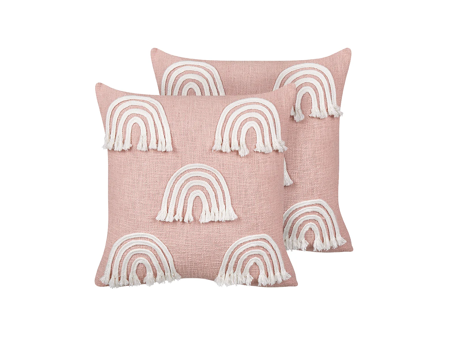 Lot de 2 coussins décoratifs LEEA Coton 45 x 45 cm Rose pastel