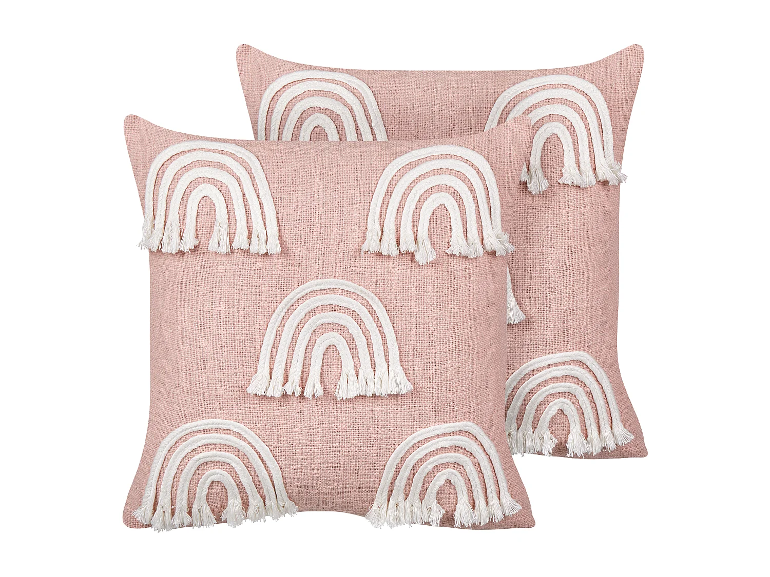 Dekokissen 2er Set Baumwolle rosa 45x45 cm Regenbogen bestickt Kinderzimmer Leea