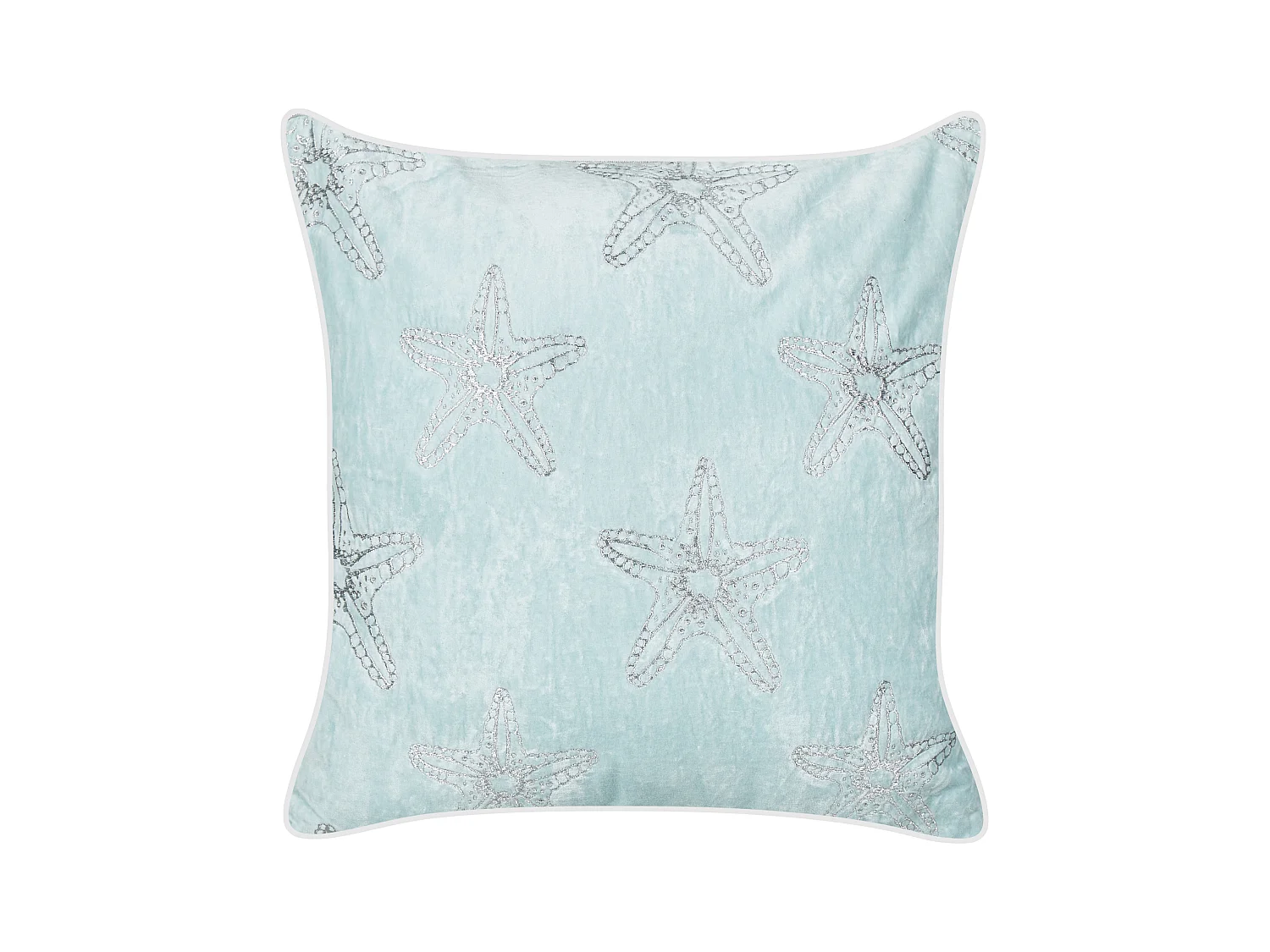 Lot de 2 coussins décoratifs CERAMIUM Velours 45 x 45 cm Bleu clair Motif floral