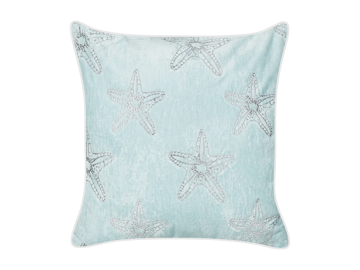 Lot de 2 coussins décoratifs CERAMIUM Velours 45 x 45 cm Bleu clair Motif floral