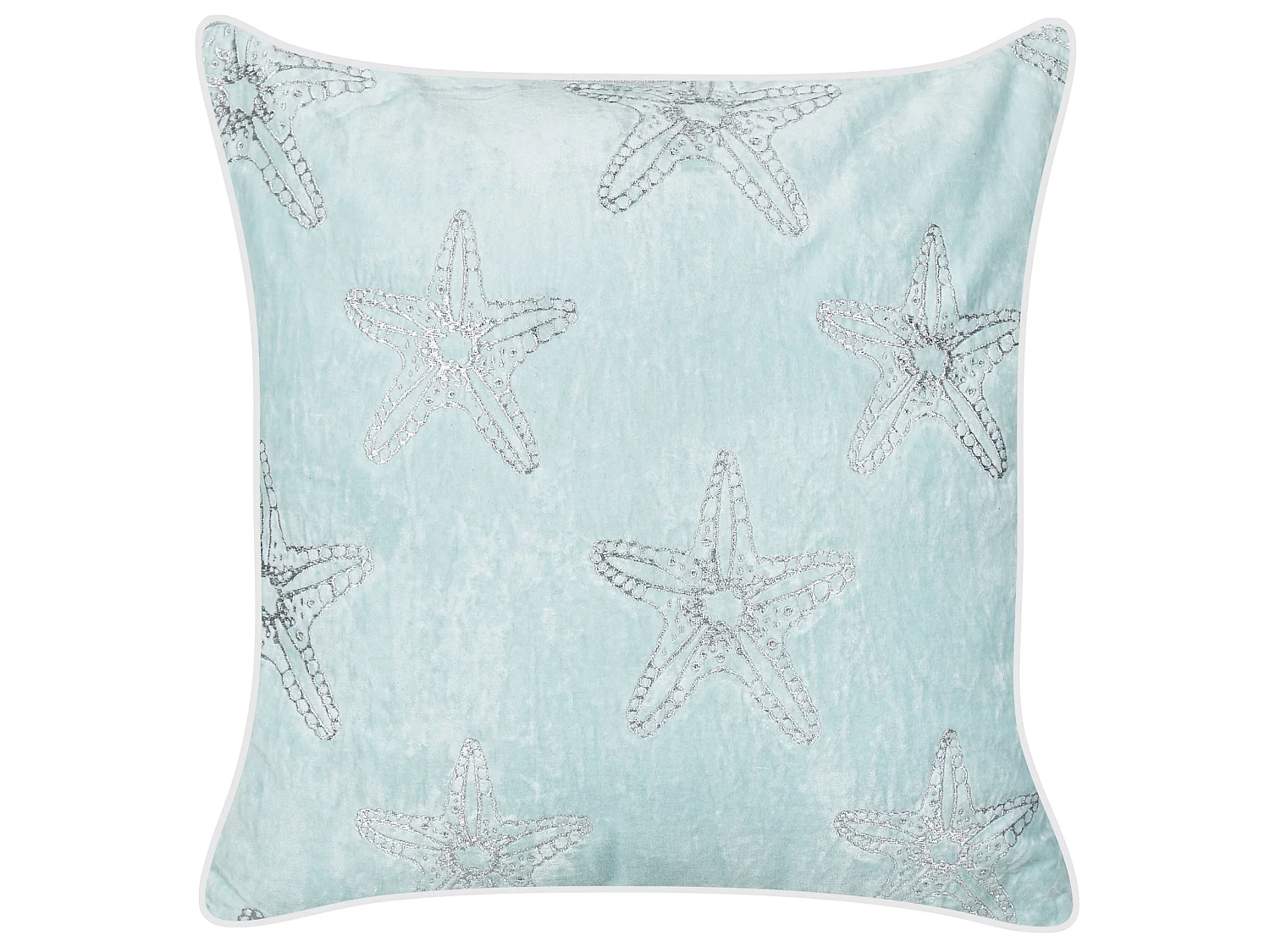 Lot de 2 coussins décoratifs CERAMIUM Velours 45 x 45 cm Bleu clair Motif floral