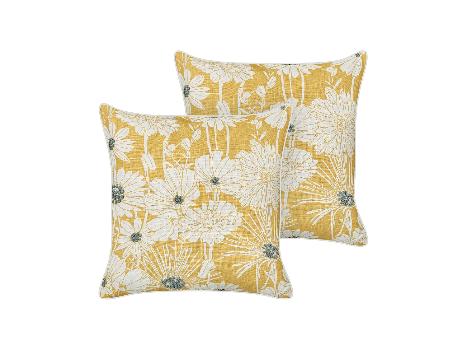 Lot de 2 coussins décoratifs SCIRPUS Coton 45 x 45 cm Jaune Motif floral