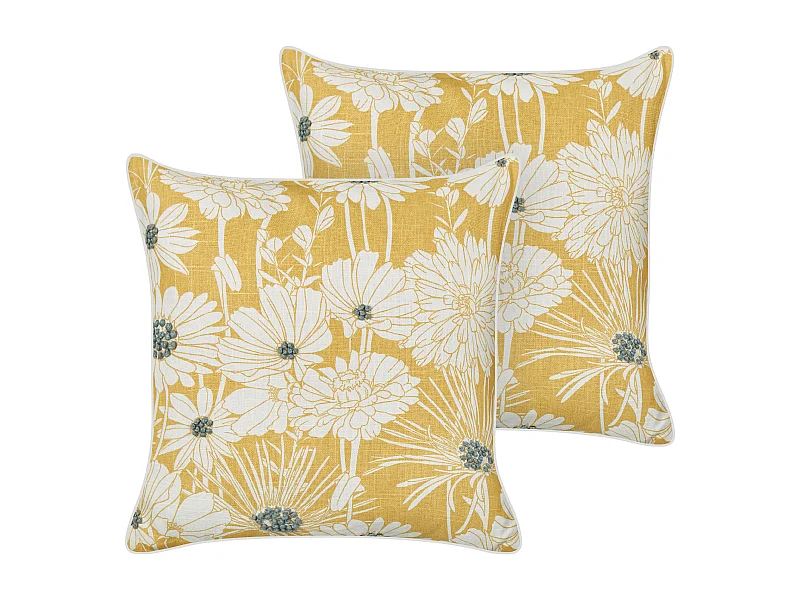 Set di 2 cuscini SCIRPUS Cotone 45 x 45 cm Giallo Trama floreale