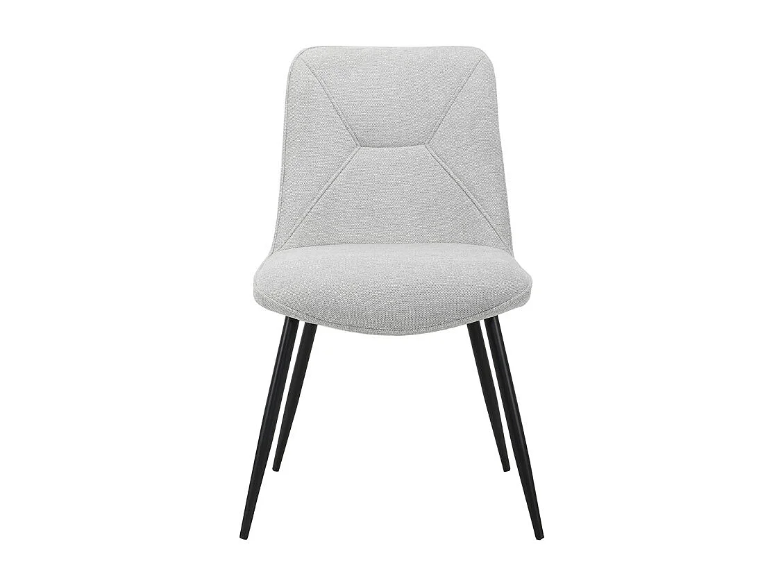 Lot de 2 chaises en tissu gris clair 4 pieds en métal noir - MELANIE