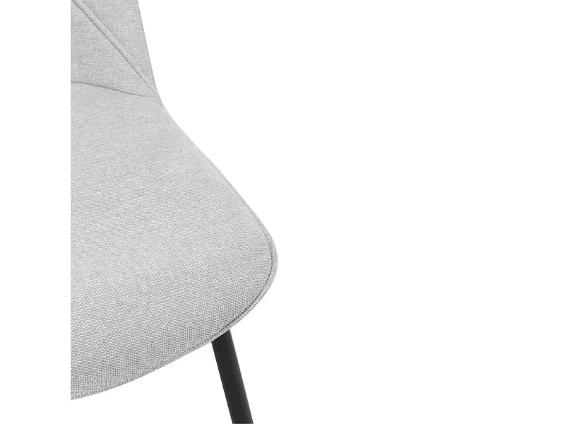 Lot de 2 chaises en tissu gris clair 4 pieds en métal noir - MELANIE