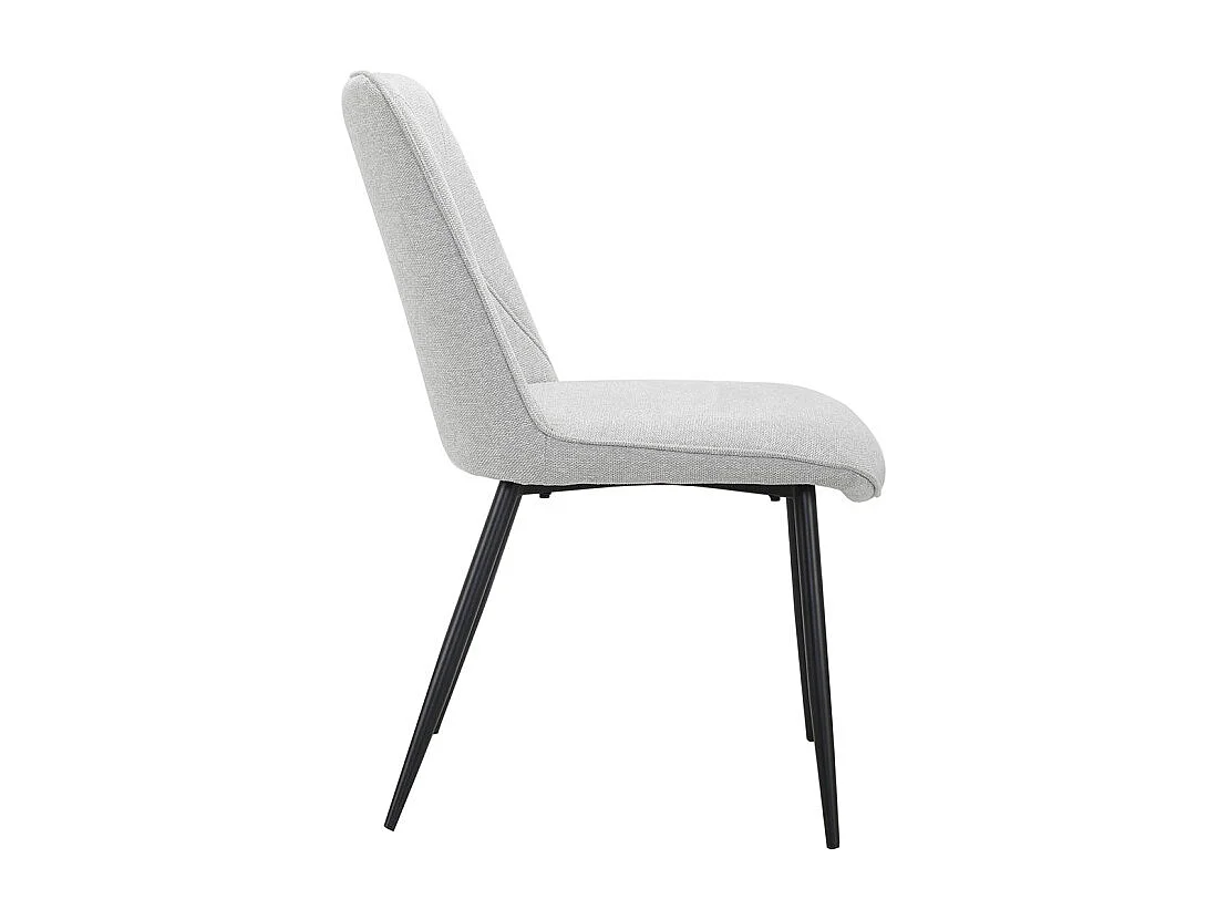 Lot de 2 chaises en tissu gris clair 4 pieds en métal noir - MELANIE