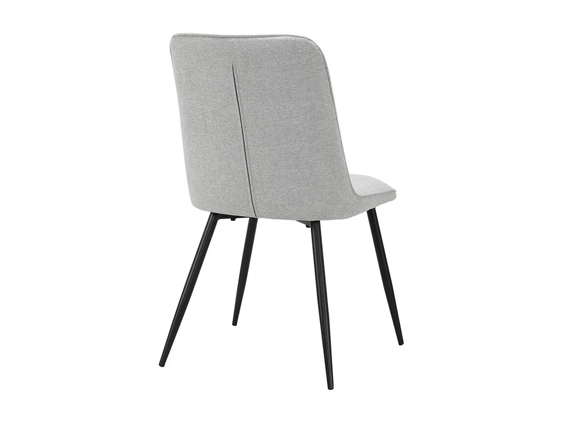 Lot de 2 chaises en tissu gris clair 4 pieds en métal noir - MELANIE