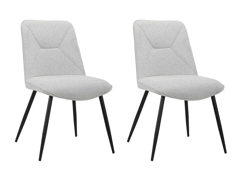 Lot de 2 chaises en tissu gris clair 4 pieds en métal noir - MELANIE
