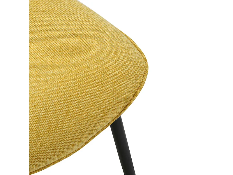 Lot de 2 chaises en tissu jaune et 4 pieds en métal noir - MELANIE