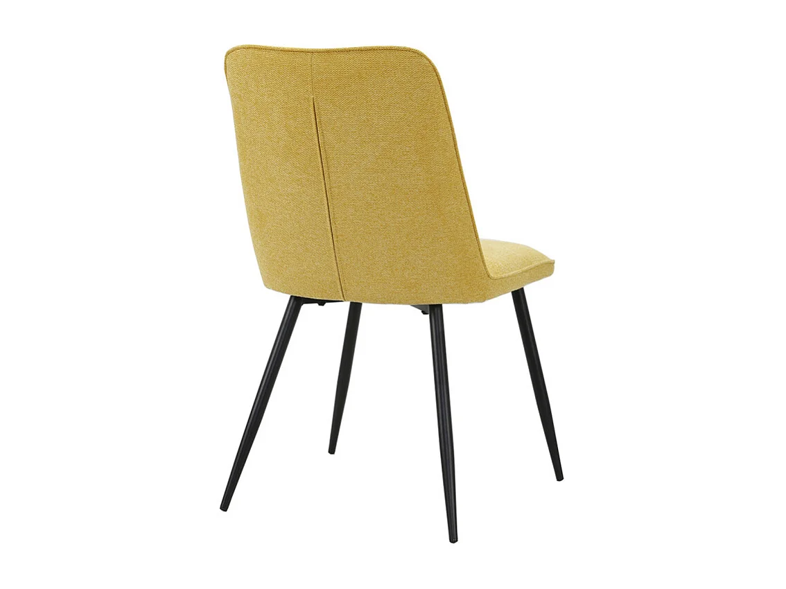 Lot de 2 chaises en tissu jaune et 4 pieds en métal noir - MELANIE