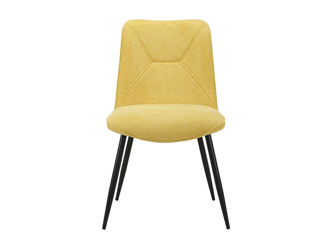 Lot de 2 chaises en tissu jaune et 4 pieds en métal noir - MELANIE