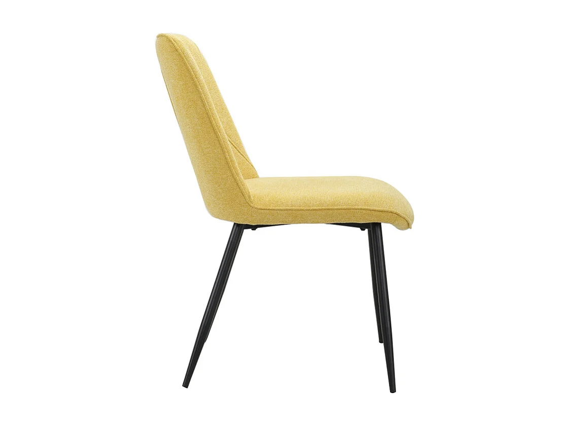 Lot de 2 chaises en tissu jaune et 4 pieds en métal noir - MELANIE