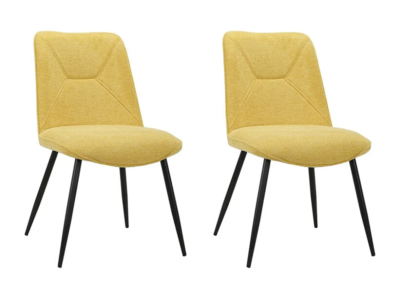 Lot de 2 chaises en tissu jaune et 4 pieds en métal noir - MELANIE