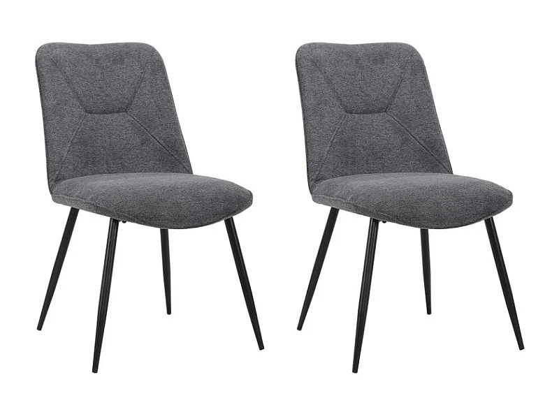 Lot de 2 chaises en tissu gris anthracite 4 pieds métal noir - MELANIE