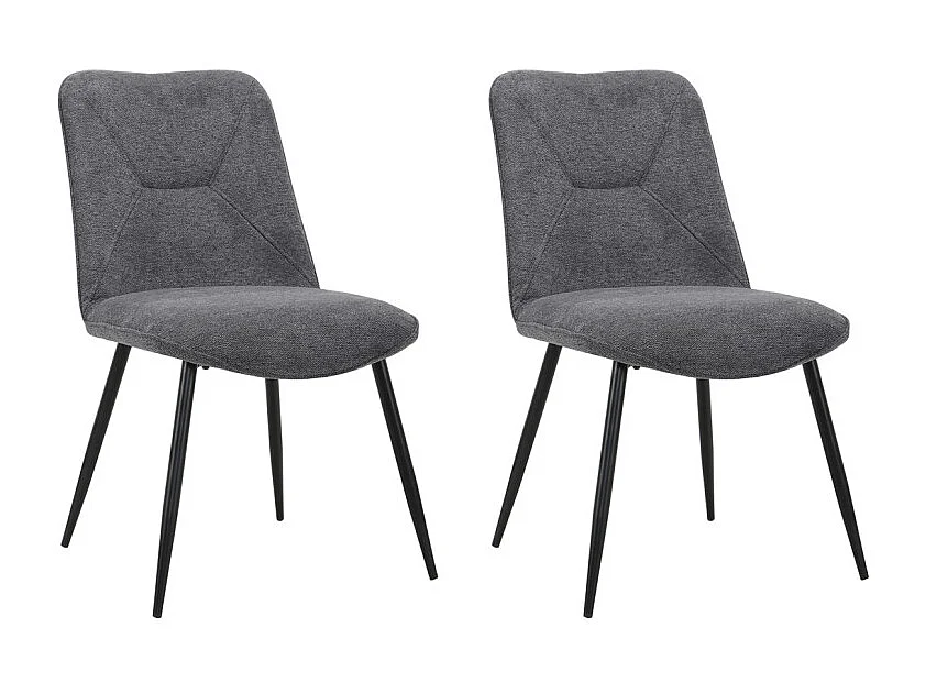Lot de 2 chaises en tissu gris anthracite 4 pieds métal noir - MELANIE