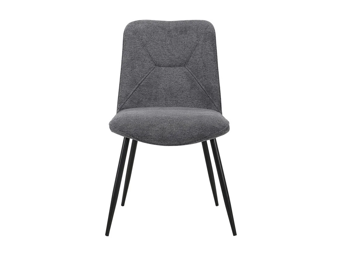 Lot de 2 chaises en tissu gris anthracite 4 pieds métal noir - MELANIE