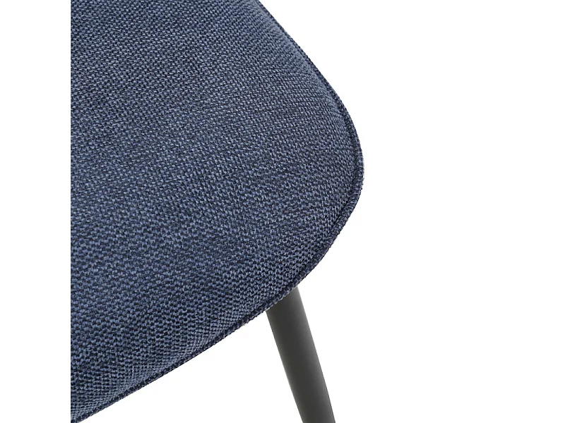 Lot de 2 chaises en tissu bleu foncé 4 pieds en métal noir - MELANIE