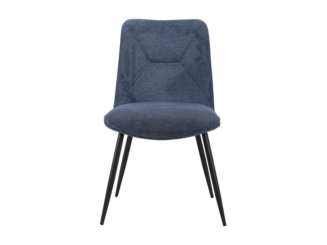 Lot de 2 chaises en tissu bleu foncé 4 pieds en métal noir - MELANIE